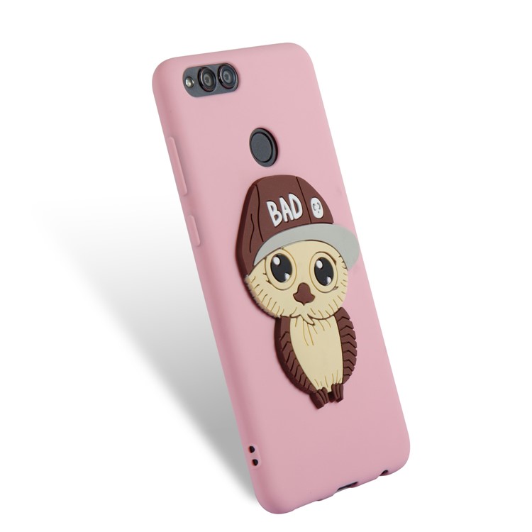 Cute 3D Owl with Cap Pattern TPU Protective Back Case for Huawei Honor 7X - Pink-6