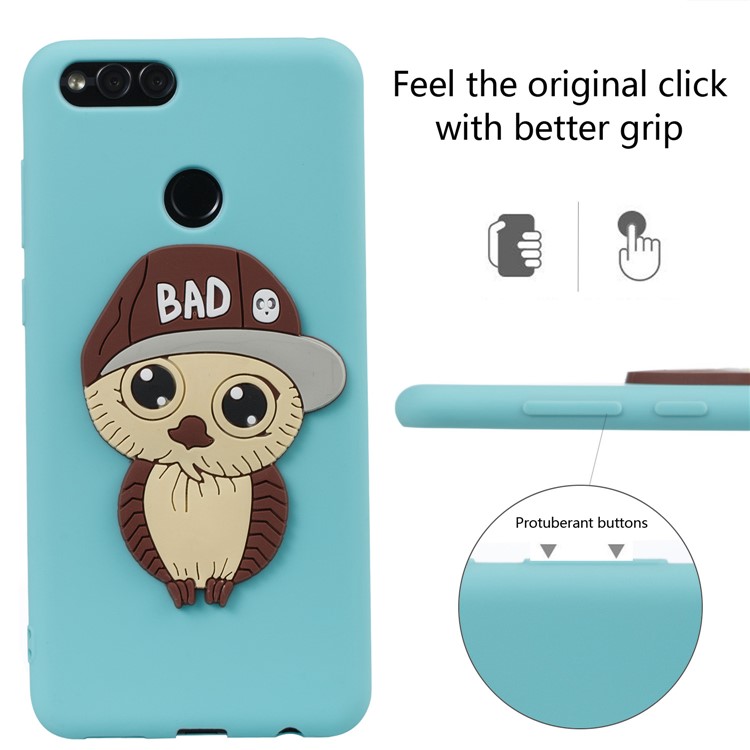 Cute 3D Owl with Cap Pattern TPU Soft Cover Shell for Huawei Honor 7X - Baby Blue-3