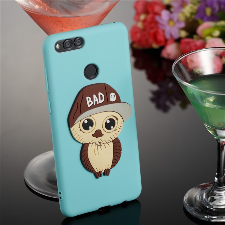 Cute 3D Owl with Cap Pattern TPU Soft Cover Shell for Huawei Honor 7X - Baby Blue-4