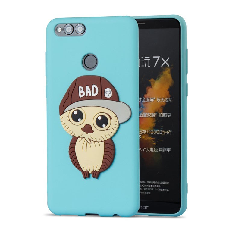 Cute 3D Owl with Cap Pattern TPU Soft Cover Shell for Huawei Honor 7X - Baby Blue-5