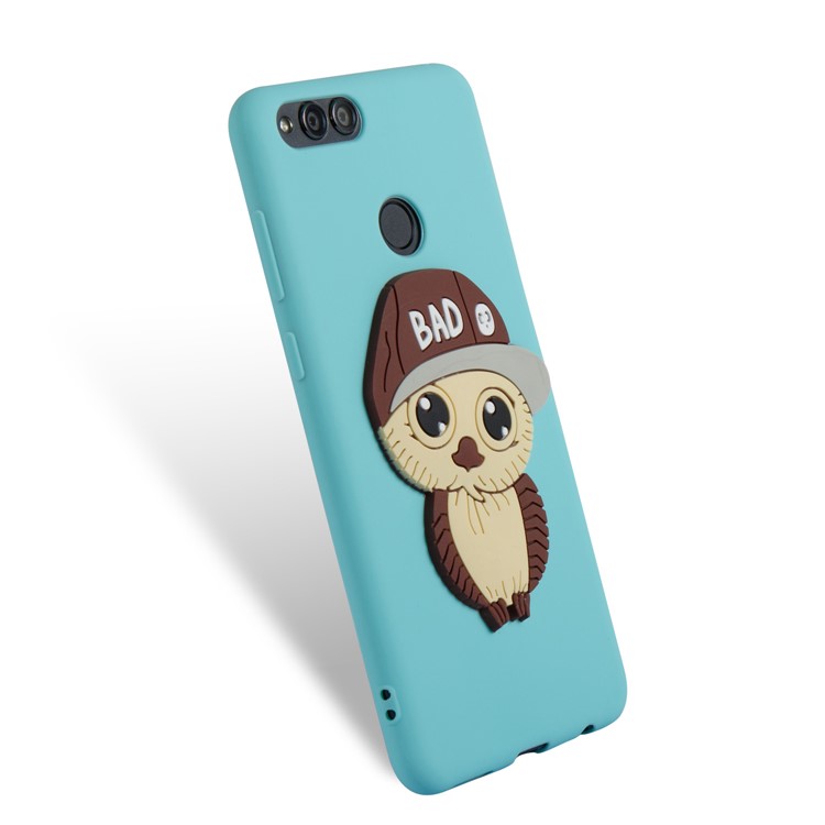Cute 3D Owl with Cap Pattern TPU Soft Cover Shell for Huawei Honor 7X - Baby Blue-6