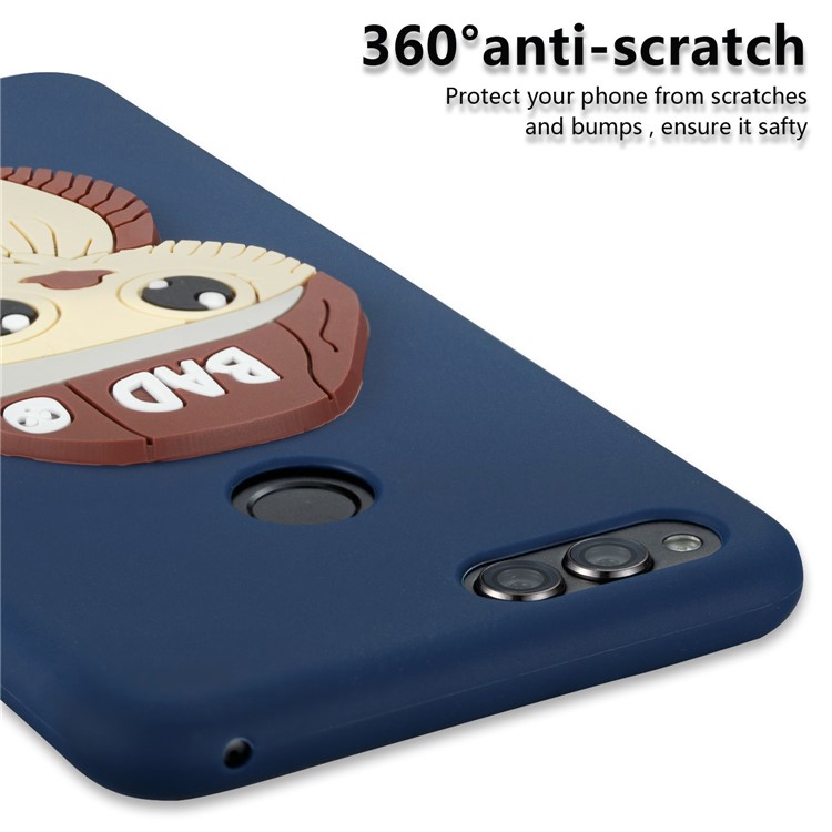 For Huawei Honor 7X Cute 3D Owl with Cap Pattern Flexible TPU Mobile Phone Back Case - Dark Blue-2