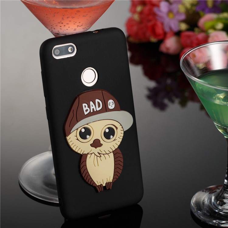 Cute 3D Male Owl TPU Soft Phone Case for Huawei P9 lite mini/Y6 Pro (2017)/Enjoy 7 - Black-4