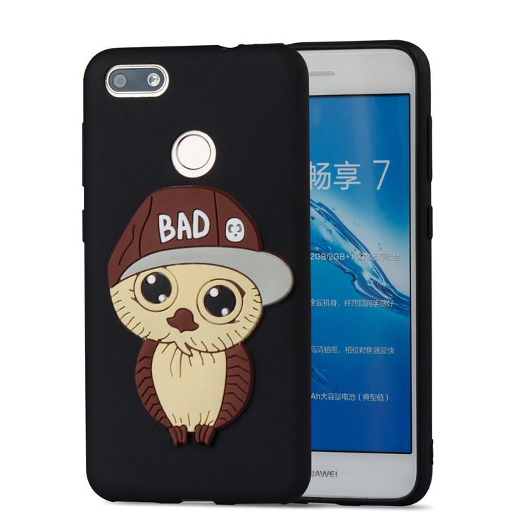 Cute 3D Male Owl TPU Soft Phone Case for Huawei P9 lite mini/Y6 Pro (2017)/Enjoy 7 - Black-5