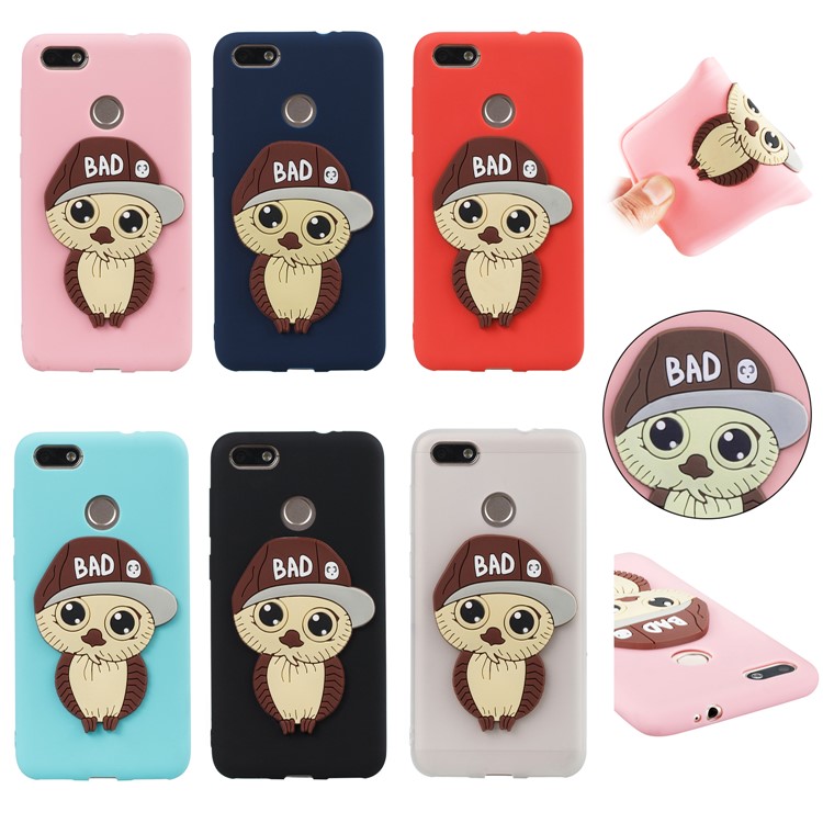 Cute 3D Male Owl TPU Soft Phone Case for Huawei P9 lite mini/Y6 Pro (2017)/Enjoy 7 - Black-7