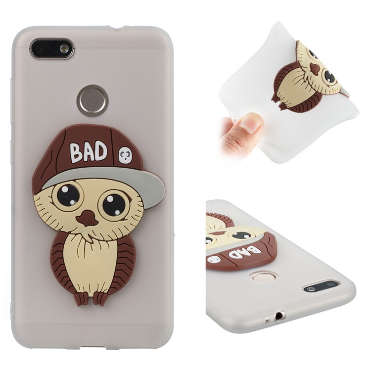 Cute 3D Male Owl TPU Soft Phone Cover for Huawei P9 lite mini/Y6 Pro (2017)/Enjoy 7 - White-1