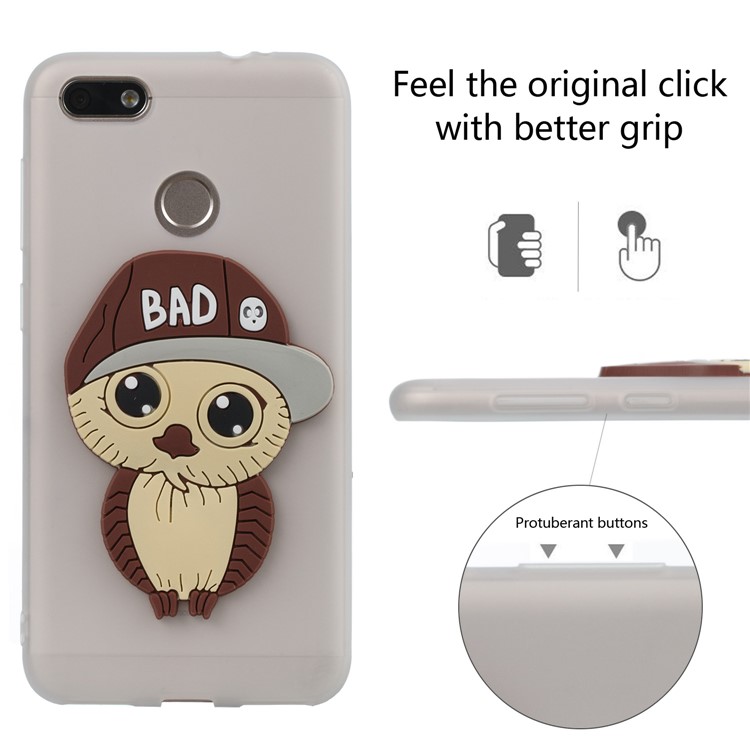 Cute 3D Male Owl TPU Soft Phone Cover for Huawei P9 lite mini/Y6 Pro (2017)/Enjoy 7 - White-3