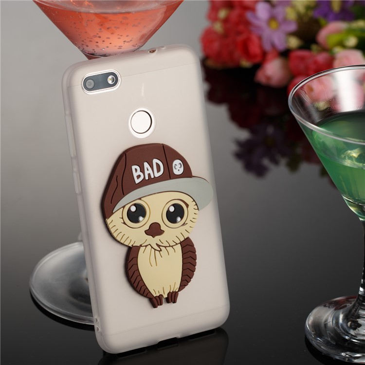 Cute 3D Male Owl TPU Soft Phone Cover for Huawei P9 lite mini/Y6 Pro (2017)/Enjoy 7 - White-4