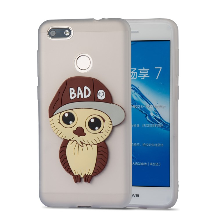 Cute 3D Male Owl TPU Soft Phone Cover for Huawei P9 lite mini/Y6 Pro (2017)/Enjoy 7 - White-5