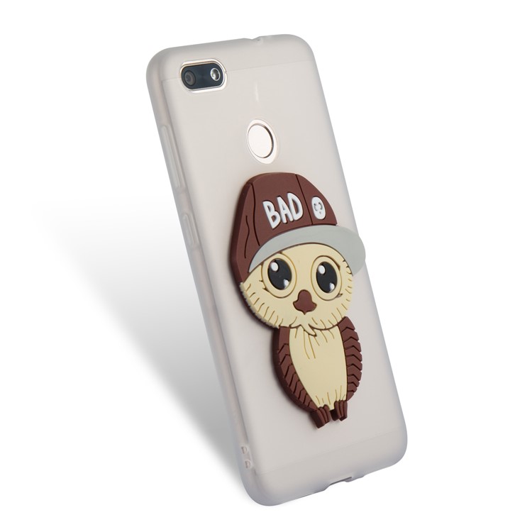Cute 3D Male Owl TPU Soft Phone Cover for Huawei P9 lite mini/Y6 Pro (2017)/Enjoy 7 - White-6