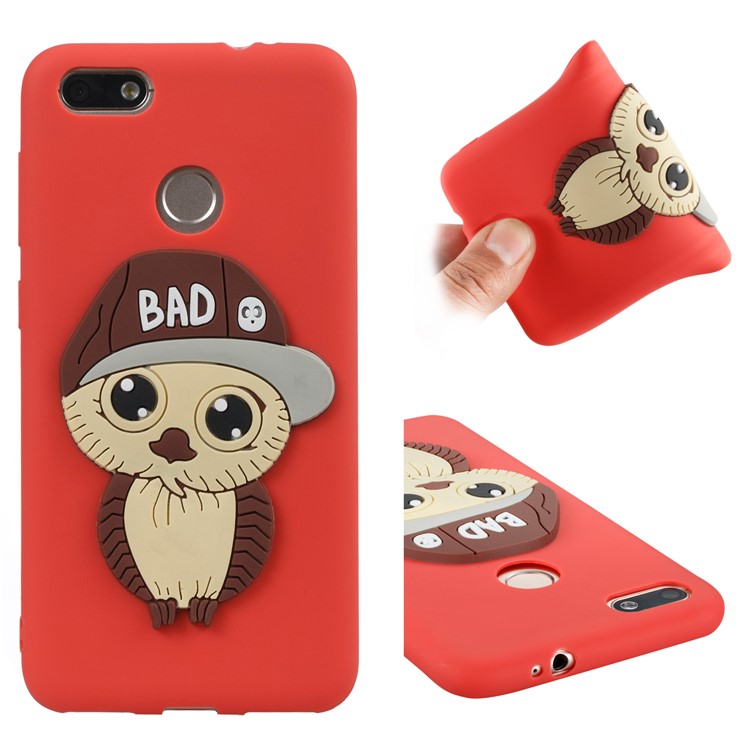 Cute 3D Male Owl TPU Soft Phone Shell for Huawei P9 lite mini/Y6 Pro (2017)/Enjoy 7 - Red-1
