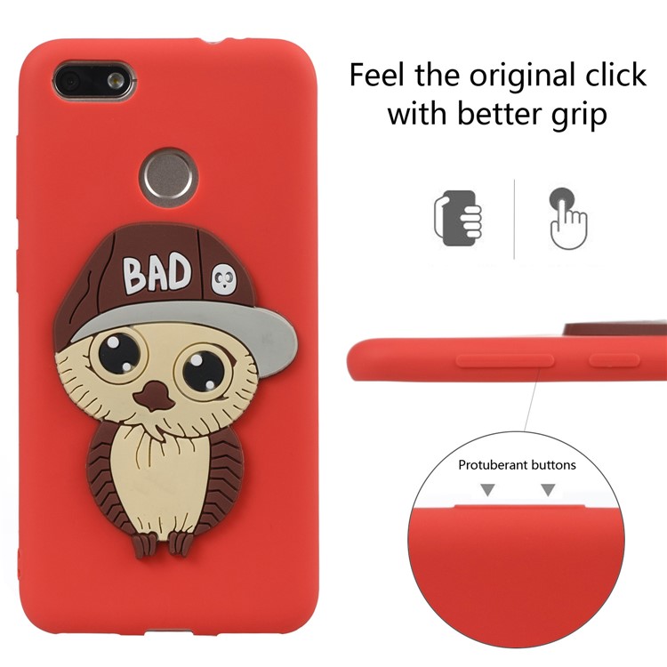 Cute 3D Male Owl TPU Soft Phone Shell for Huawei P9 lite mini/Y6 Pro (2017)/Enjoy 7 - Red-3