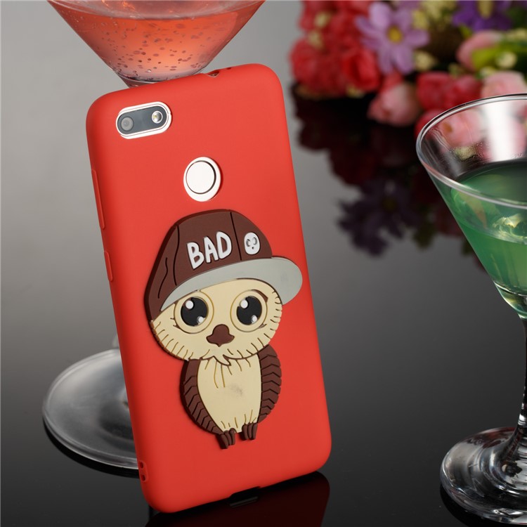 Cute 3D Male Owl TPU Soft Phone Shell for Huawei P9 lite mini/Y6 Pro (2017)/Enjoy 7 - Red-4