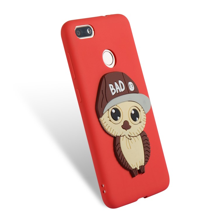 Cute 3D Male Owl TPU Soft Phone Shell for Huawei P9 lite mini/Y6 Pro (2017)/Enjoy 7 - Red-6
