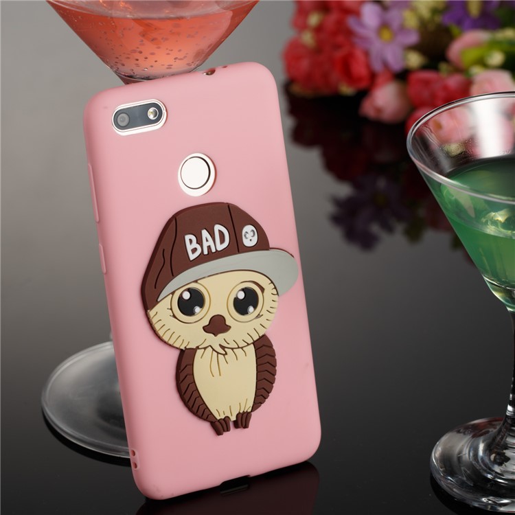 Cute 3D Male Owl TPU Soft Mobile Phone Case for Huawei P9 lite mini/Y6 Pro (2017)/Enjoy 7 - Pink-4