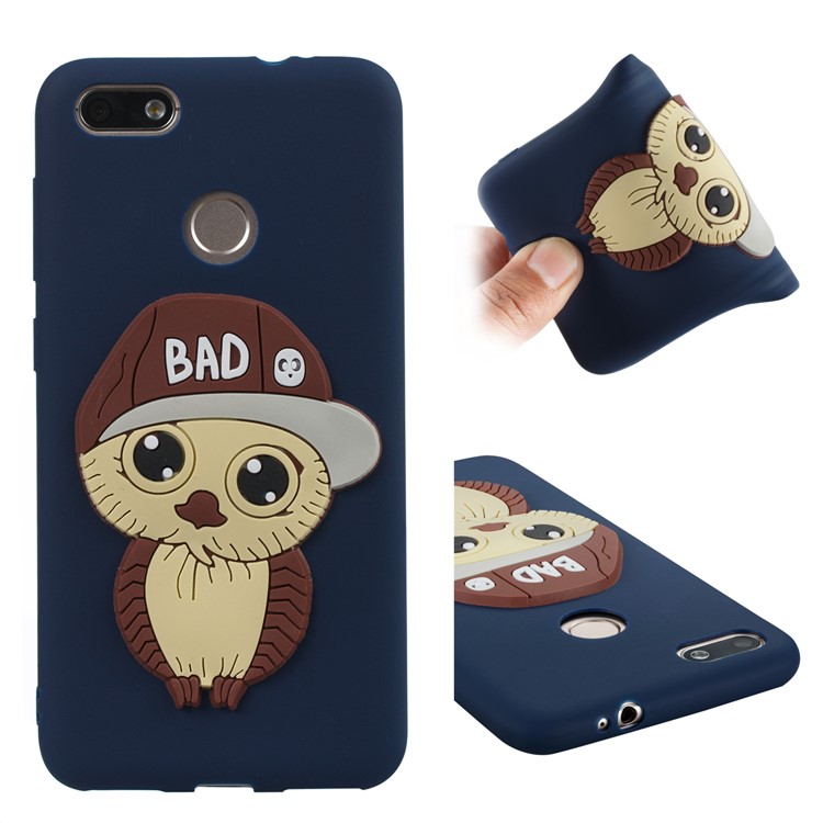 Cute 3D Male Owl TPU Soft Cell Phone Case for Huawei P9 lite mini/Y6 Pro (2017)/Enjoy 7 - Dark Blue-1