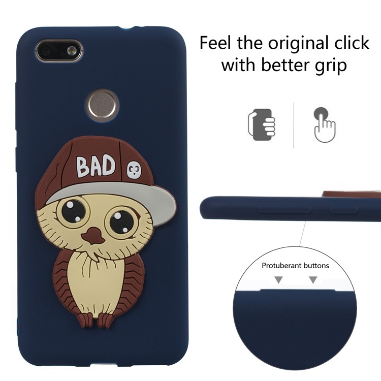 Cute 3D Male Owl TPU Soft Cell Phone Case for Huawei P9 lite mini/Y6 Pro (2017)/Enjoy 7 - Dark Blue-3