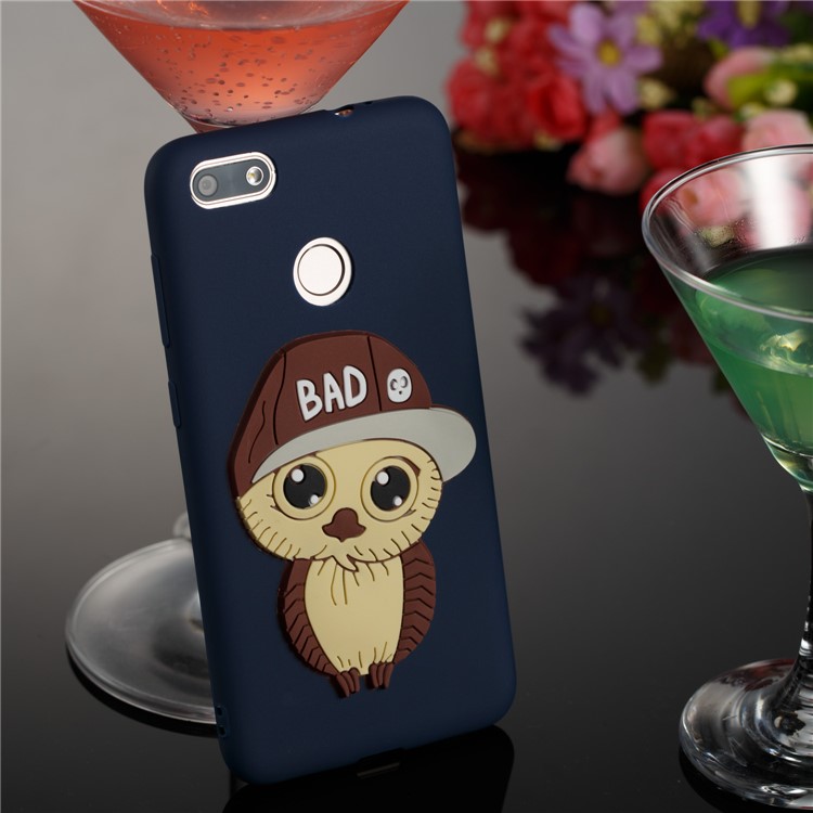 Cute 3D Male Owl TPU Soft Cell Phone Case for Huawei P9 lite mini/Y6 Pro (2017)/Enjoy 7 - Dark Blue-4