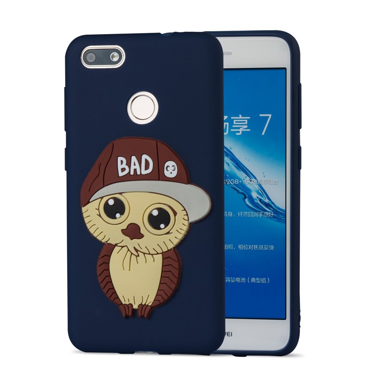 Cute 3D Male Owl TPU Soft Cell Phone Case for Huawei P9 lite mini/Y6 Pro (2017)/Enjoy 7 - Dark Blue-5