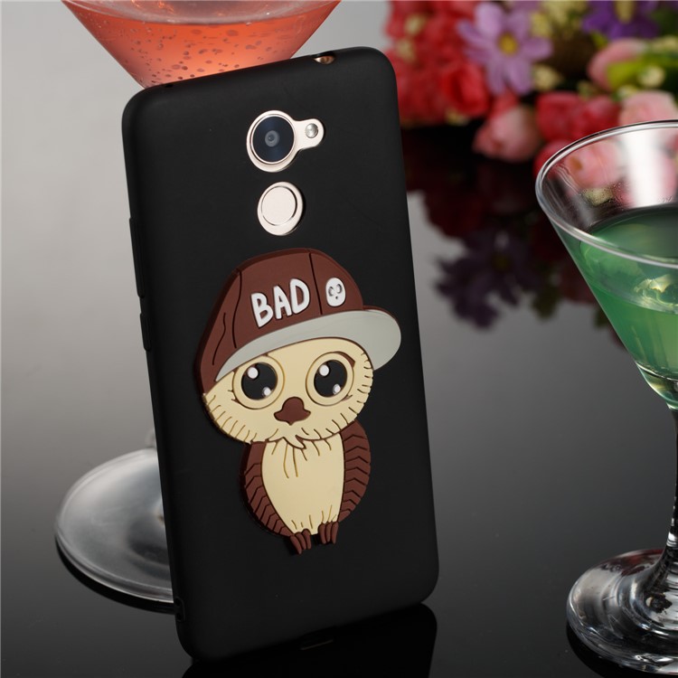 Cute 3D Male Owl TPU Soft Phone Case for Huawei Enjoy 7 Plus/Y7 (2017)/Y7 Prime - Black-4