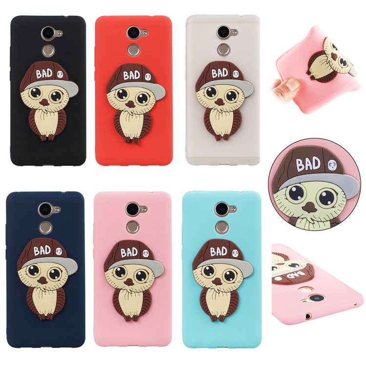 Cute 3D Male Owl TPU Soft Phone Case for Huawei Enjoy 7 Plus/Y7 (2017)/Y7 Prime - Black-7