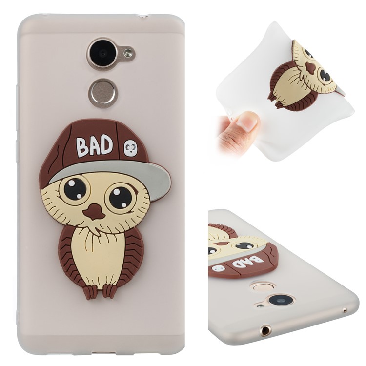Cute 3D Male Owl TPU Soft Phone Cover for Huawei Enjoy 7 Plus/Y7 (2017)/Y7 Prime - White-1