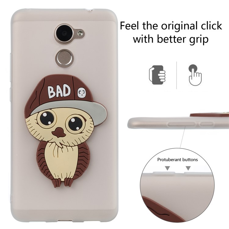Cute 3D Male Owl TPU Soft Phone Cover for Huawei Enjoy 7 Plus/Y7 (2017)/Y7 Prime - White-3