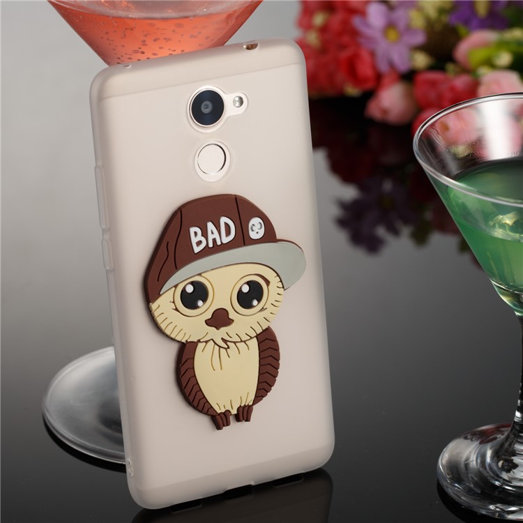 Cute 3D Male Owl TPU Soft Phone Cover for Huawei Enjoy 7 Plus/Y7 (2017)/Y7 Prime - White-4