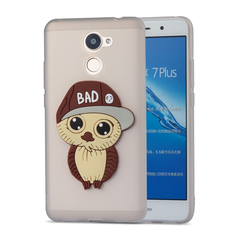 Cute 3D Male Owl TPU Soft Phone Cover for Huawei Enjoy 7 Plus/Y7 (2017)/Y7 Prime - White-5