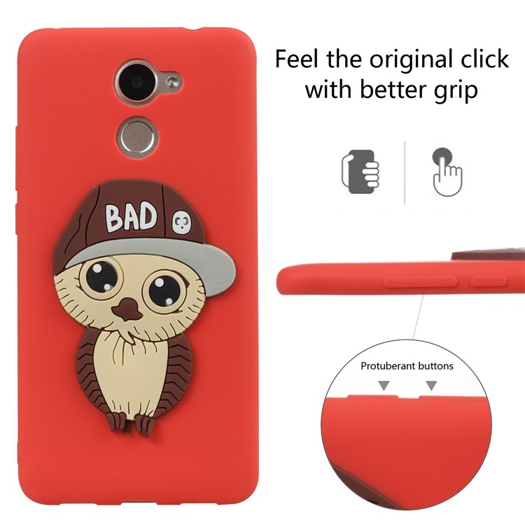 Cute 3D Male Owl TPU Soft Phone Shell for Huawei Enjoy 7 Plus/Y7 (2017)/Y7 Prime - Red-3