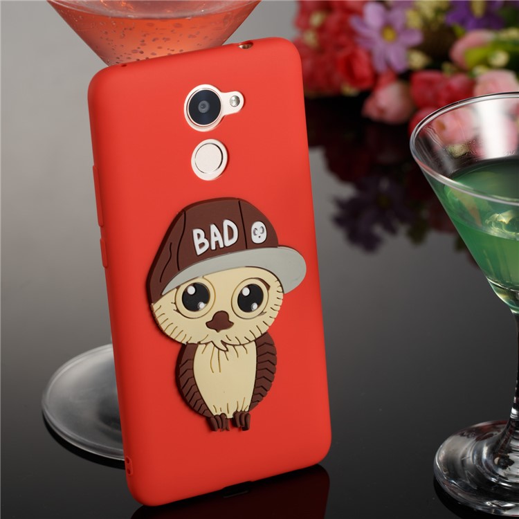 Cute 3D Male Owl TPU Soft Phone Shell for Huawei Enjoy 7 Plus/Y7 (2017)/Y7 Prime - Red-4
