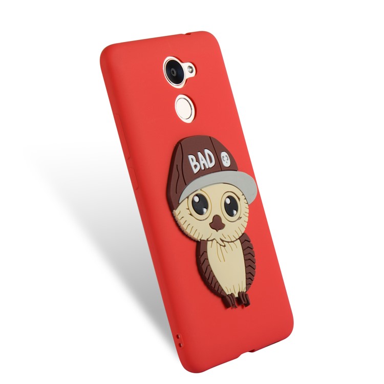 Cute 3D Male Owl TPU Soft Phone Shell for Huawei Enjoy 7 Plus/Y7 (2017)/Y7 Prime - Red-6