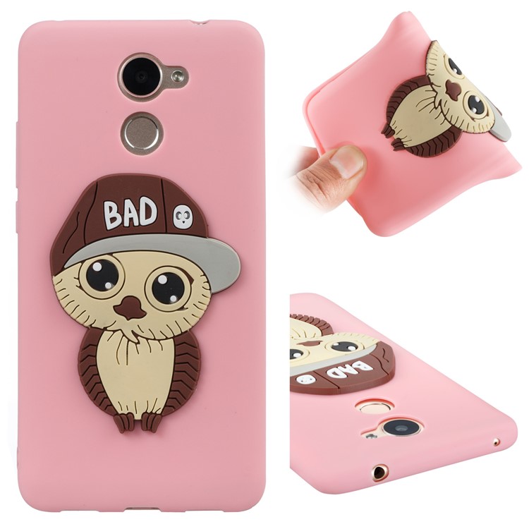 Cute 3D Male Owl TPU Soft Phone Casing for Huawei Enjoy 7 Plus/Y7 (2017)/Y7 Prime - Pink-1