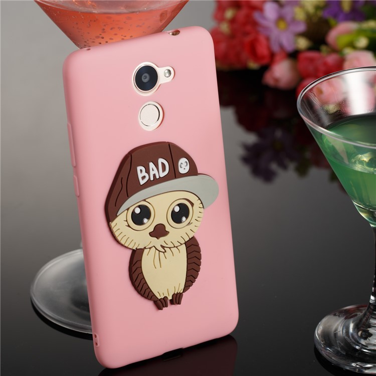 Cute 3D Male Owl TPU Soft Phone Casing for Huawei Enjoy 7 Plus/Y7 (2017)/Y7 Prime - Pink-4