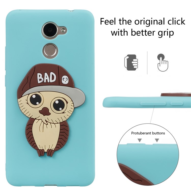 Cute 3D Male Owl TPU Soft Mobile Phone Case for Huawei Enjoy 7 Plus/Y7 (2017)/Y7 Prime - Baby Blue-3