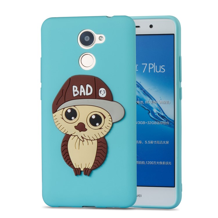 Cute 3D Male Owl TPU Soft Mobile Phone Case for Huawei Enjoy 7 Plus/Y7 (2017)/Y7 Prime - Baby Blue-5