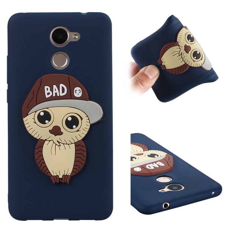 Cute 3D Male Owl TPU Soft Cell Phone Case for Huawei Enjoy 7 Plus/Y7 (2017)/Y7 Prime - Dark Blue-1