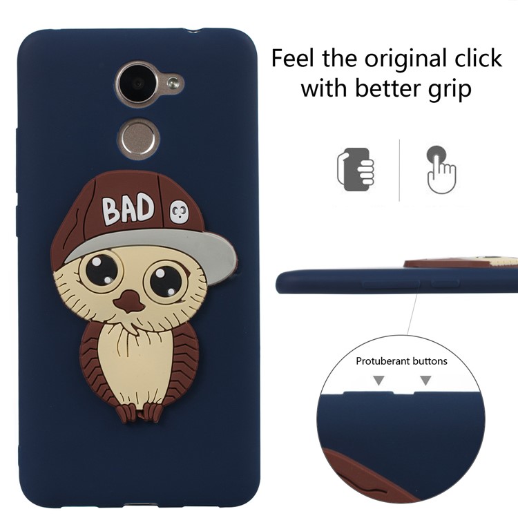 Cute 3D Male Owl TPU Soft Cell Phone Case for Huawei Enjoy 7 Plus/Y7 (2017)/Y7 Prime - Dark Blue-3