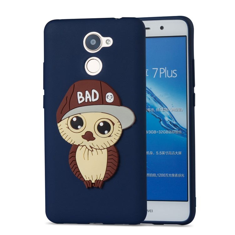 Cute 3D Male Owl TPU Soft Cell Phone Case for Huawei Enjoy 7 Plus/Y7 (2017)/Y7 Prime - Dark Blue-5
