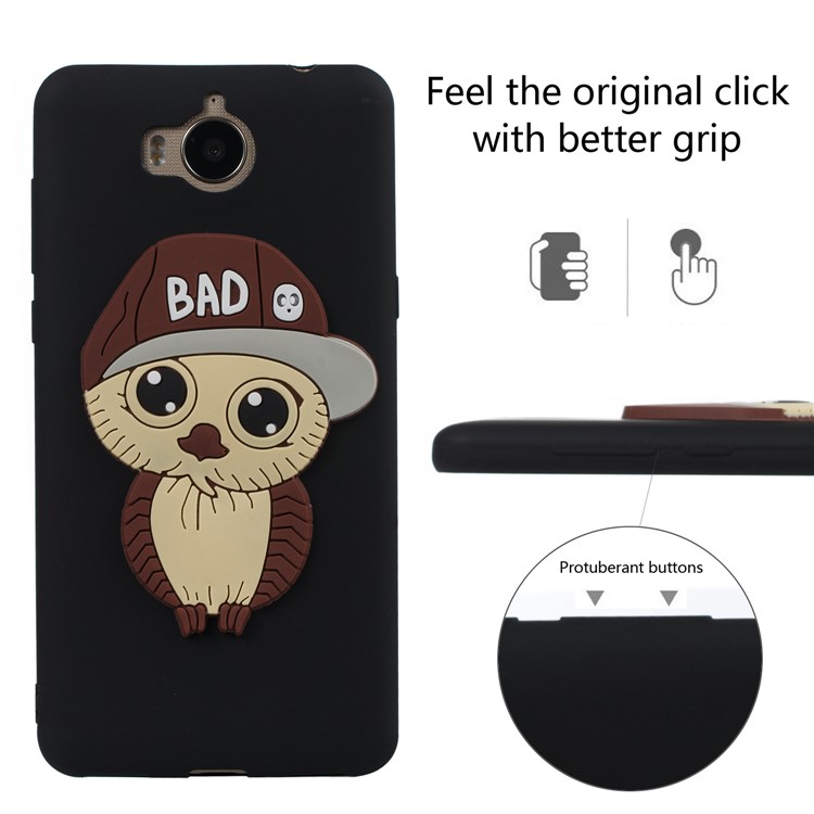 Lovely 3D Male Owl TPU Case for Huawei Y6 (2017)/Y5 (2017) - Black-3