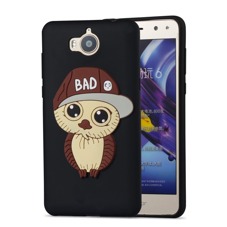 Lovely 3D Male Owl TPU Case for Huawei Y6 (2017)/Y5 (2017) - Black-5