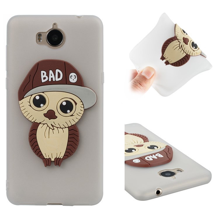 Lovely 3D Male Owl TPU Cover for Huawei Y6 (2017)/Y5 (2017) - White-1