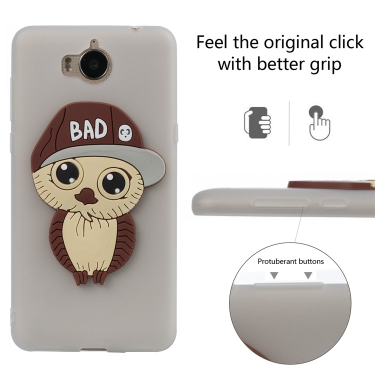 Lovely 3D Male Owl TPU Cover for Huawei Y6 (2017)/Y5 (2017) - White-3