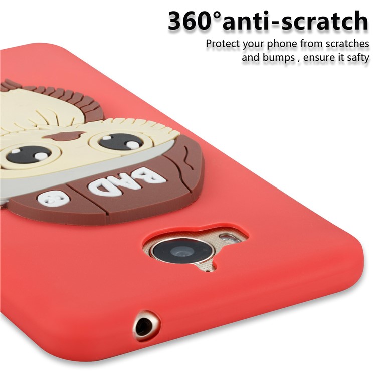 Lovely 3D Male Owl TPU Shell for Huawei Y6 (2017)/Y5 (2017) - Red-2