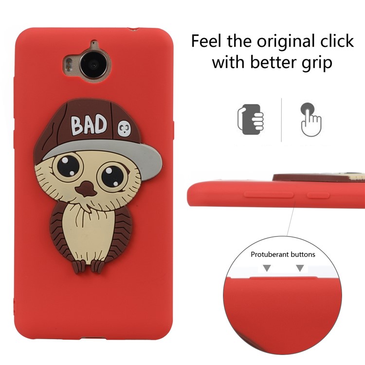 Lovely 3D Male Owl TPU Shell for Huawei Y6 (2017)/Y5 (2017) - Red-3