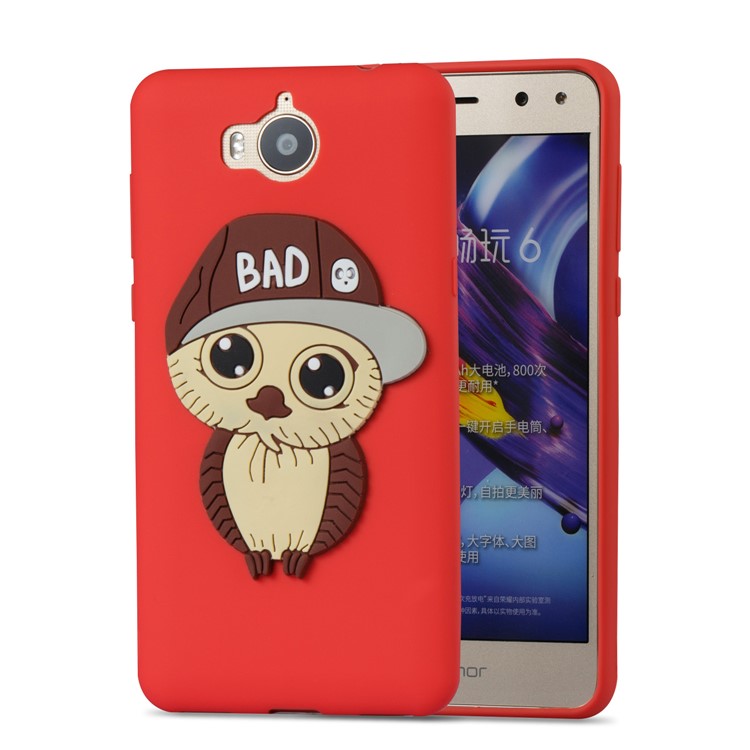 Lovely 3D Male Owl TPU Shell for Huawei Y6 (2017)/Y5 (2017) - Red-5