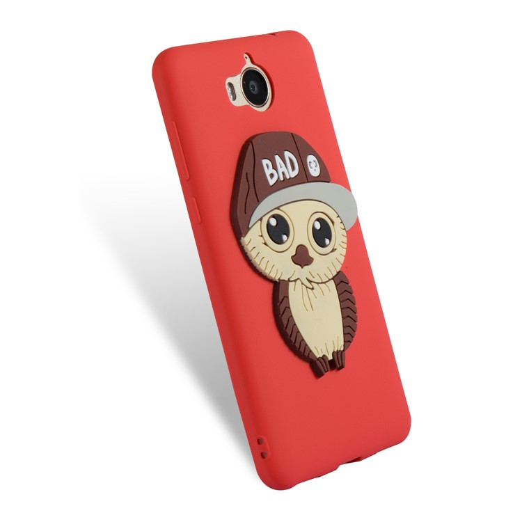 Lovely 3D Male Owl TPU Shell for Huawei Y6 (2017)/Y5 (2017) - Red-6