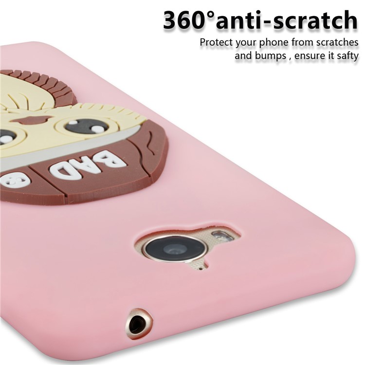 Lovely 3D Male Owl TPU Phone Case for Huawei Y6 (2017)/Y5 (2017) - Pink-2