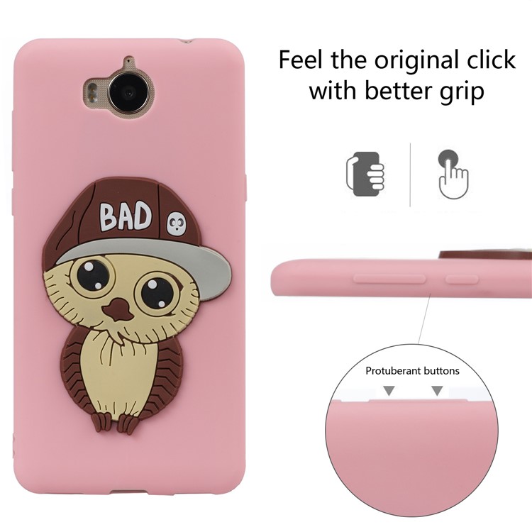 Lovely 3D Male Owl TPU Phone Case for Huawei Y6 (2017)/Y5 (2017) - Pink-3