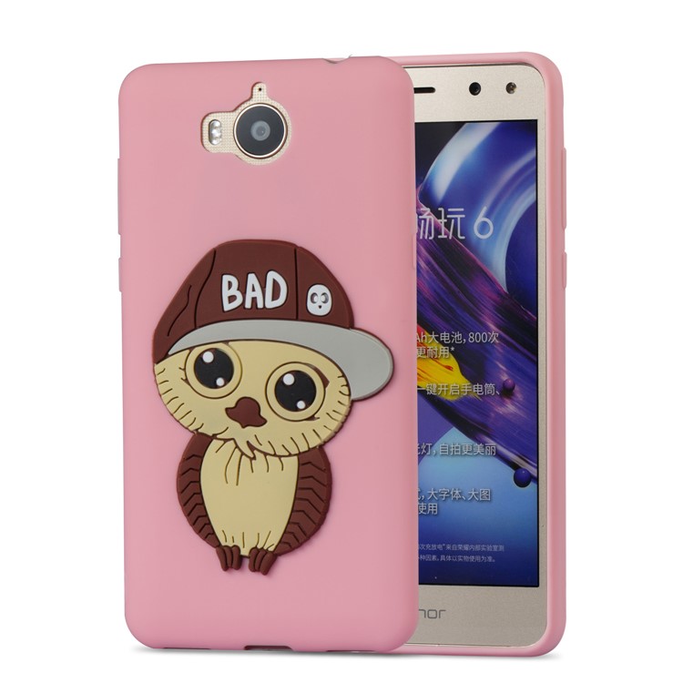 Lovely 3D Male Owl TPU Phone Case for Huawei Y6 (2017)/Y5 (2017) - Pink-5